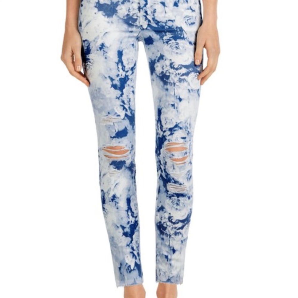 J Brand skinny crop demented blue floral